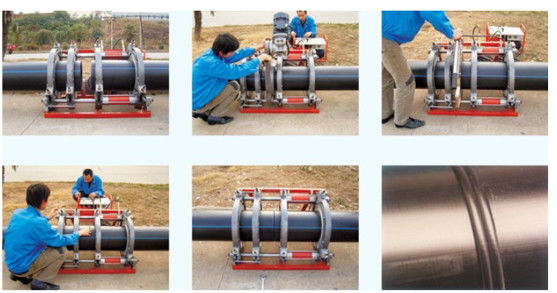 4 μηχανή συγκόλλησης τήξης σφιγκτηρών για HDPE το σωλήνα 63mm 160mm